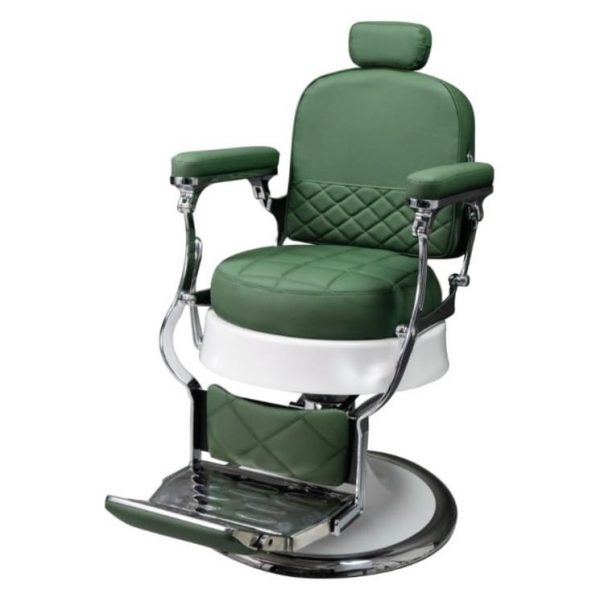 Luxury Barber Chair #32 – Vintage Green & Chrome Design
